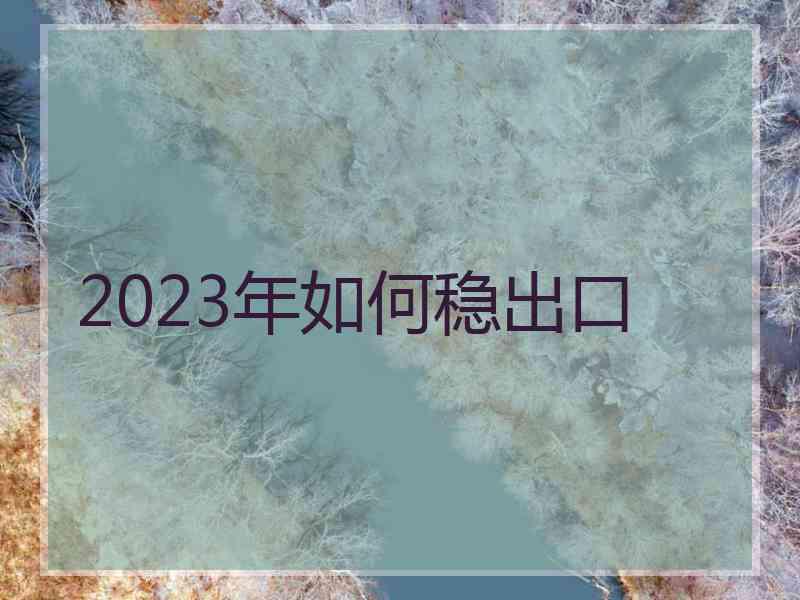 2023年如何稳出口