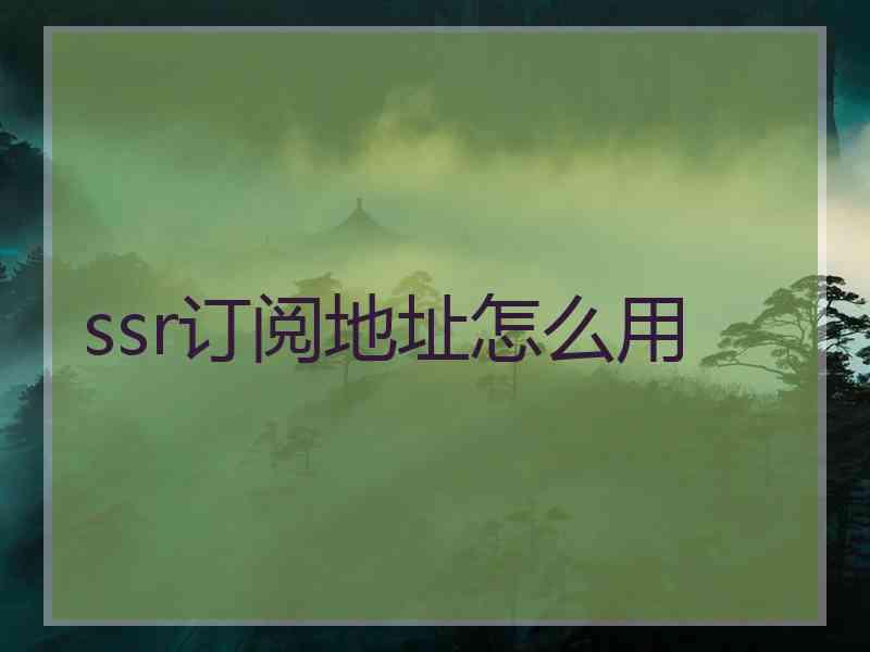 ssr订阅地址怎么用
