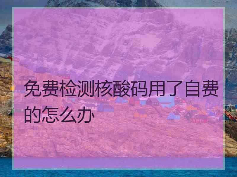 免费检测核酸码用了自费的怎么办